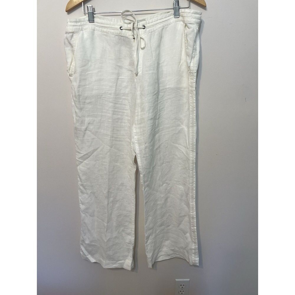 Joie Revolve Irreplaceable Linen Pants Off White Wide Leg Drawstring Waist 12 - Picture 1 of 8